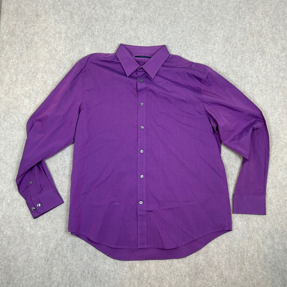 Perry Ellis Button Down Shirt Mens XL Purple Long‎ Sleeve 100% Cotton Solid